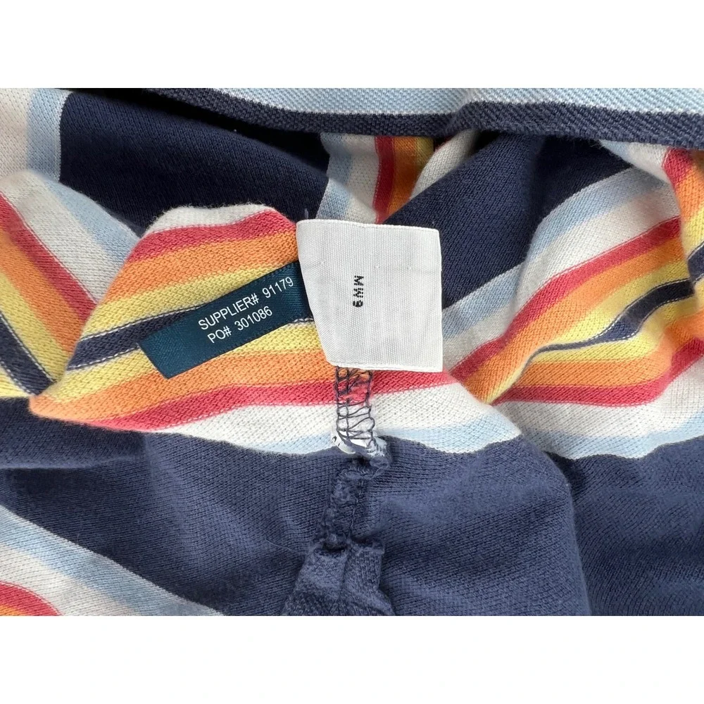 Polo Ralph Lauren Mens Large Navy Blue Multi Color Striped Cotton Polo Shirt L